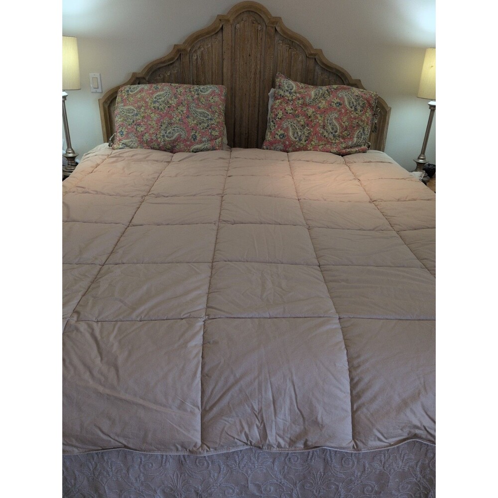 Lands End King Down Comforter Medium / Heavy Weight  Neutral Flax Color